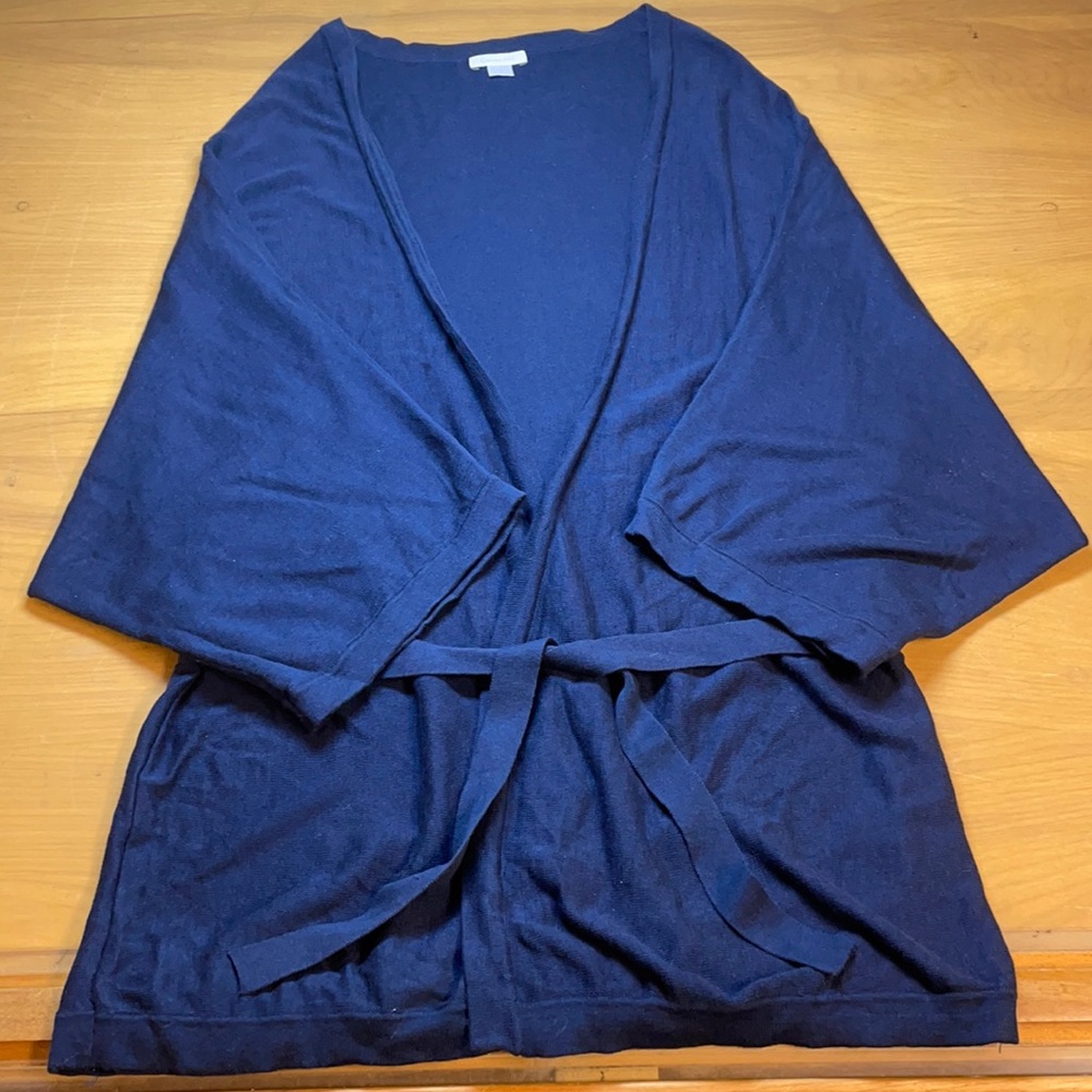 Garnet Hill Blue Silk/Cotton Sweater Cardigan M